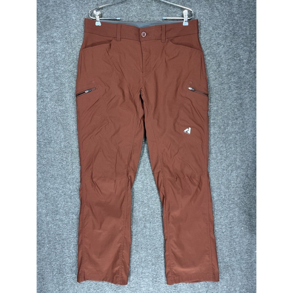 Eddie Bauer Pants Men's 34x32 Red Brown First Ascent Guide Pro Cargo Zip Pocket
